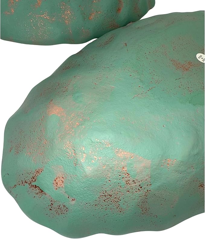 ANDALUCA Set of 2 Turquoise Copper Finish Metal Decorative Oval Bowls for Potpourri, Table Decor