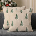 DFXSZ Christmas Pillow Covers 20x20 inch Set of 2 Green Embroidered Christmas Tree Decoration Beige Soft Plush Faux Fur Jacquard Throw Pillows for Bedroom Sofa Holiday Winter Home Decor PTK071C20