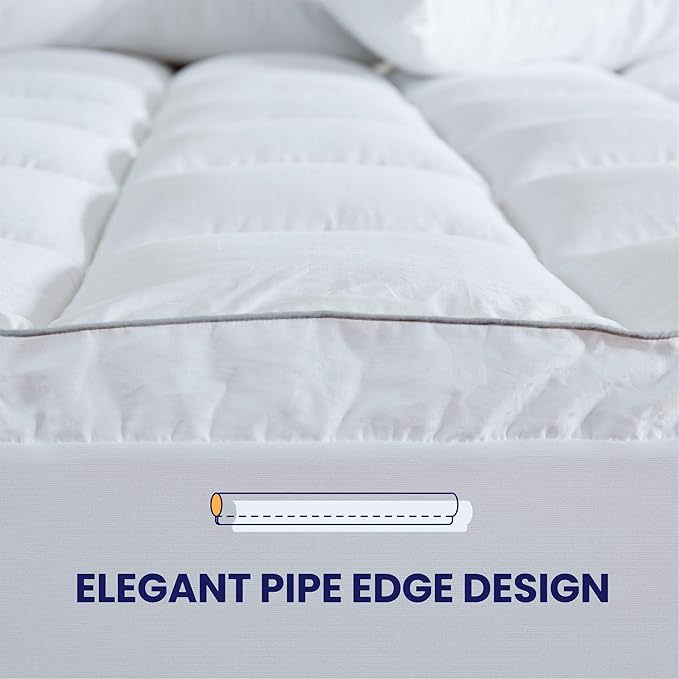 SLEEP ZONE Cotton Mattress Pad California King, Super Soft Pillow Top Mattress Topper, Thick Fluffy Mattress Cover Deep Pocket 8-21 inches, Cal King