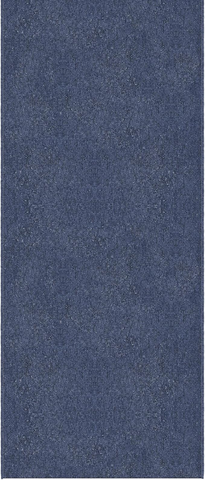 Ottomanson 2' x 34' Ultra-Thin Hallway Runner Rug - Durable Non-Slip Carpet for High-Traffic Areas - Fits Under Doors for Seamless Entry - Ideal for Kitchen, Entryway, Bedroom & Living Room, Navy