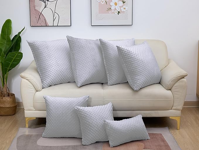 2 Packs Throw Pillow Covers, Neutral Decorative Couch Pillow Cover for Living Room Bed Sofa Rustic Farmhouse Boho Home Decor, Soft Plush Cushion Case Slipcover (Gray, 22"x 22")
