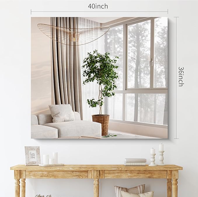 Frameless Mirror, 36x40 inch Bathroom Mirrors for Over Sink, Large Frameless Wall Mirror, Upgraded Shatterproof Vanity Mirror with Polished Edge for Bathroom,Bedroom,Living Room and Entryway