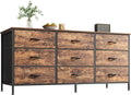 Huuger 9 Drawer Dresser, 47 Inch Dresser TV Stand for 50, 55 Inch TV, Entertainment Center with Drawers, for Bedroom, Closet, Rustic Brown