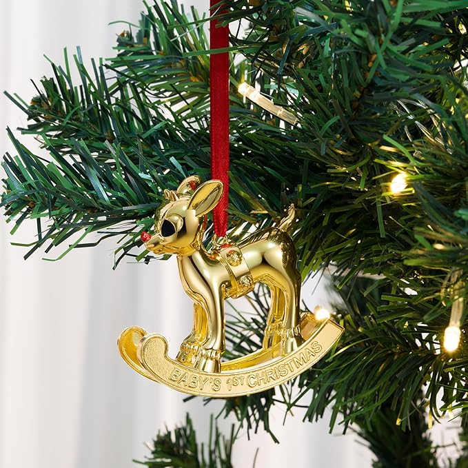 2025 Christmas Ornaments Baby's First Christmas Ornament Gold | Hanging Ornaments for Xmas Tree Decorations Keepsake Gifts for Sisters Mom Grandma Women