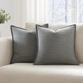 Meekio Set of 2 Mid Gray Pillow Covers 18 x 18 inches Flange Edge Pillow Covers Textured Throw Pillow Covers for Neutral Home Decor