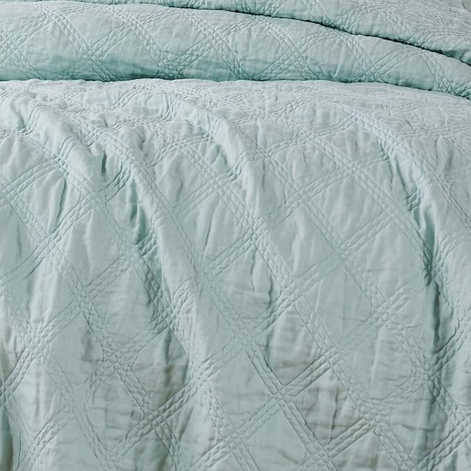 Levtex Home - 100% Linen Front/100% Cotton Back - Full/Queen Quilt - Washed Linen - Spa - Quilt Size (88 x 92in.)