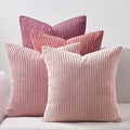 Topfinel Throw Pillow Cover 4pc Set - Multi Pink Combo - 26" x 26" Solid Cozy Corduroy Square Accent Decorative Cushion Case for Couch Sofa Chair Bed & Home, Only Covers