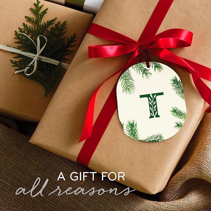 Thymes Frasier Fir Candles - Statement Collection - Silver with Pine Needle Design - Scented Candles for Home Decor - Notes of Siberian Fir Needles, Cedarwood & Sandalwood - Large 4 Wick (40 oz)