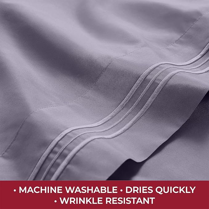Mellanni RV Short Queen Sheets - 4 PC Iconic Collection Bedding - Hotel Luxury, Extra Soft, Cooling Bed Sheets - Deep Pocket up to 10 inch (RV/Short Queen, Hazy Lilac)