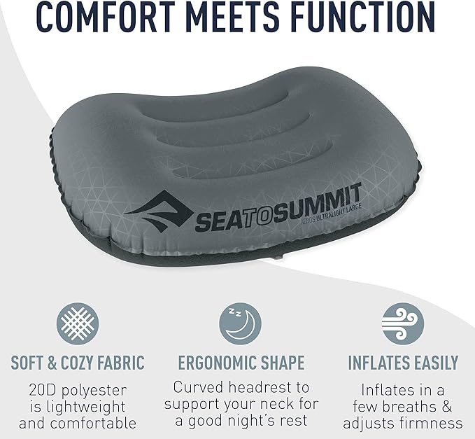 Sea to Summit Aeros Ultralight Inflatable Camping and Travel Pillow, Regular (14.2 x 10.2), Sea Foam