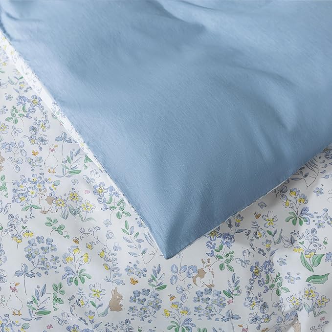 HoneiLife Cotton Duvet Cover Queen - Floral Comforter Cover 3-PC, Soft Flower Bedding Duvet Cover Sets with Zipper Closure & Corner Ties, Wildflower Bedlinen Sets for All Season Use