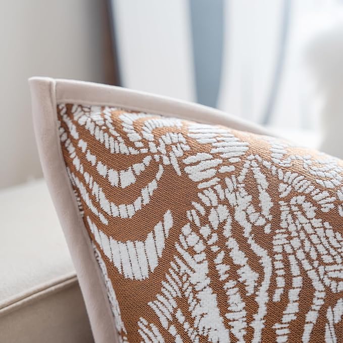 Premium Throw Pillow Covers 18x18 Inches - Framed Tawny Birch Zebra Chenille Jacquard Embroidery Decorative Couch Pillow Covers for Living Room Bedroom Sofa Home Décor
