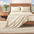 Great Bay Home Flannel Sheet Set King Size - 100% Turkish Cotton, Double-Brushed, Winter Bed Sheets - Ultra-Soft, Cozy, 4-Piece Bedding Set (Pristine Ivory)