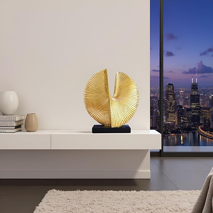 Modern Abstract Round Decorative Sculpture , Dining Living Room Desk Decor,Geometric Home Decor Statues,Shelf Top Decor Aesthetics,making it perfect for placing coffee tables or office shelves,golden