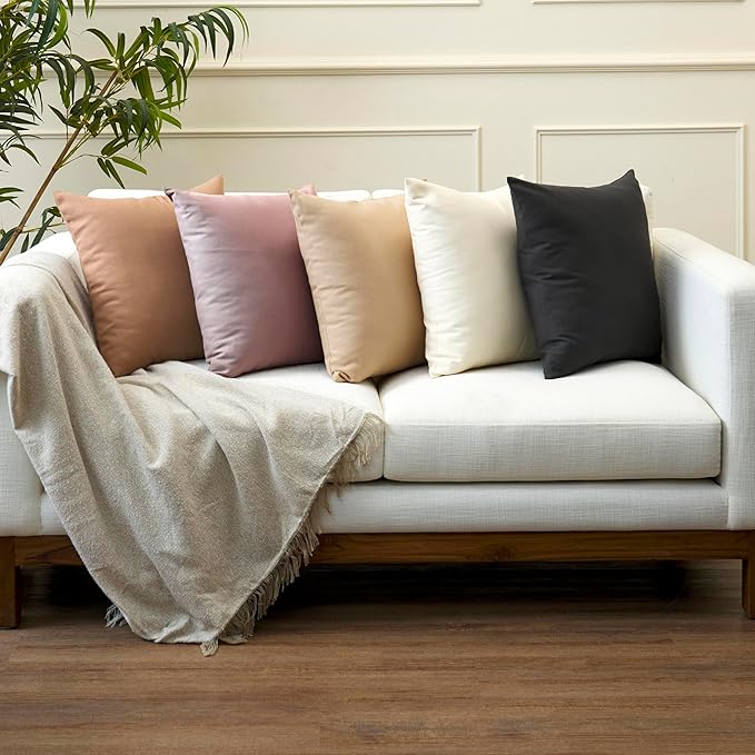 Encasa XO Throw Pillow Covers 24x24 in Set of 2 Mauve | No Inserts | Cotton Pillow Covers for Living Room, Bed, Sofa, Couch | Decorative Cushion Covers with Improved Zippers