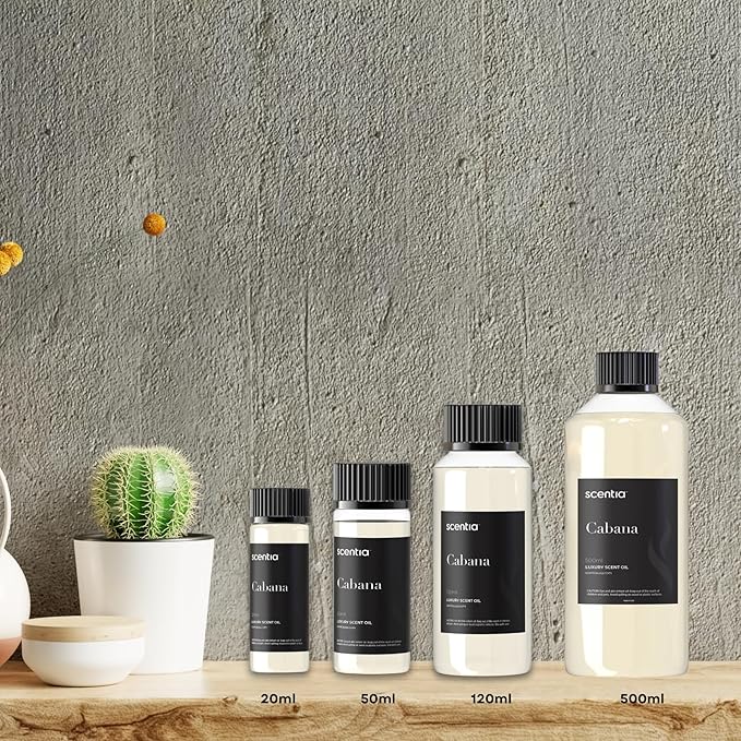 Scentia Hotel Diffuser Oil Inspired by 5-Star Hotel Scent - 500 ml 16.9 fl oz - Fragrance Oil Blend Jasmine, Bergamot Notes for Aromatherapy Diffusers and Humidifiers - Cabana, Thanksgiving Gift