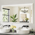 55x30 Inch White Bathroom Mirror for Wall, Thick Metal Framed Rectangle Mirrors for Over Sink, Bedroom, Living Room, Entryway, Anti-Rust, HD Tempered Glass