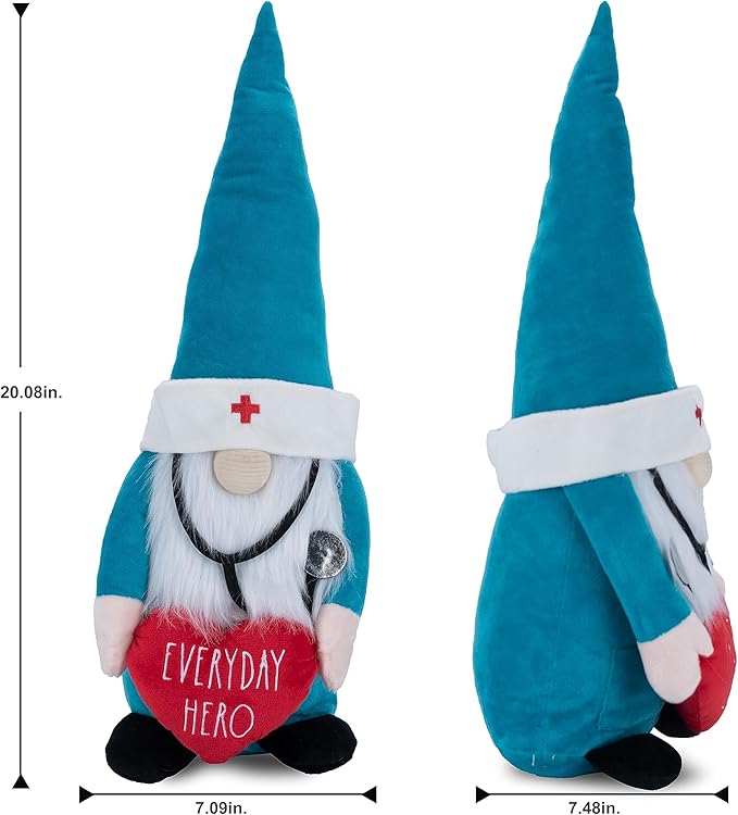 Rae Dunn Everyday Hero Doctor Gnome – Plush Gnomes with Heart & Stethoscope – Gnome Decor for Home & Office – Ideal Gifts for Nurses – Doctor Appreciation Decorations