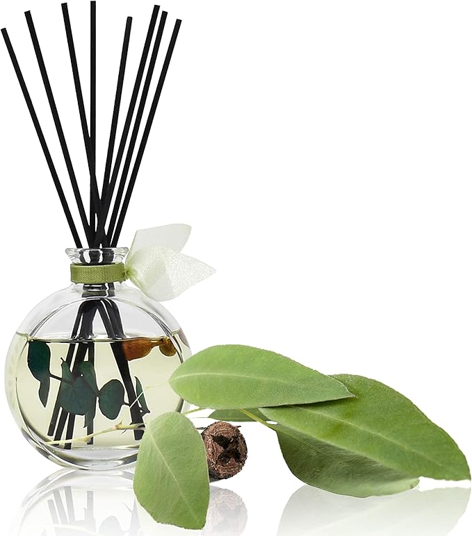 LOVSPA Reed Diffuser Set, Unwind Eucalyptus & Mint Scented Oil Diffuser with Sticks, Home Fragrance Accessories for Bathroom Shelf Decor, Aroma Diffusers for Home or Office Desk, USA Made