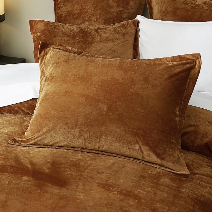 Ivellow Luxury Velvet Comforter Set King Size - 5pcs Ultra Soft Breathable Bedding Set with 1 Comforter, 2 Pillow Shams, 2 Euro Shams - Harvest Gold