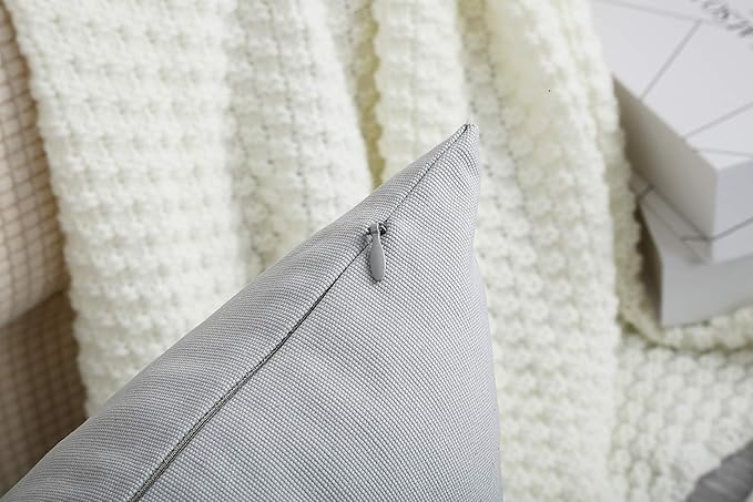 TangDepot Handmade Decorative Solid 100% Cotton Canvas Throw Pillow Covers/Pillow Shams, (16"x16", Gray Stone)