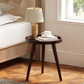 Apicizon Round Side Table, Brown Tray Nightstand Coffee End Table for Living Room, Bedroom, Small Spaces, Easy Assembly Bedside Table, 15 x 18 Inches