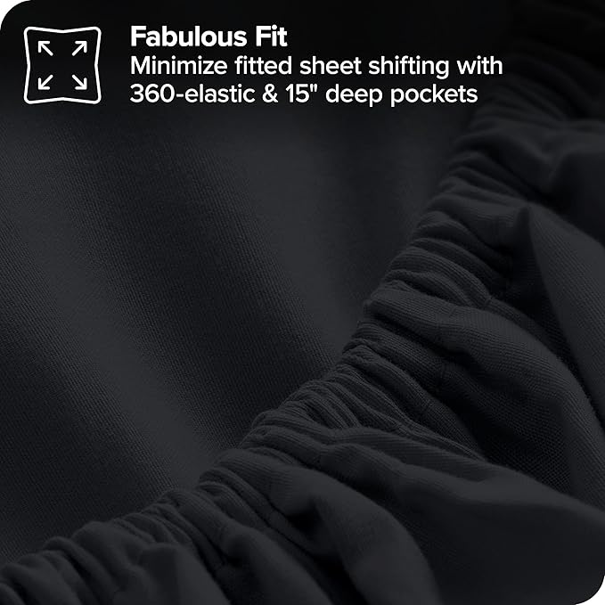 Bare Home Bed-in-A-Bag 7 Piece Comforter & Sheet Set - California King - Goose Down Alternative - Ultra-Soft 1800 Premium - Bed Set (Cal King, Black/Black)