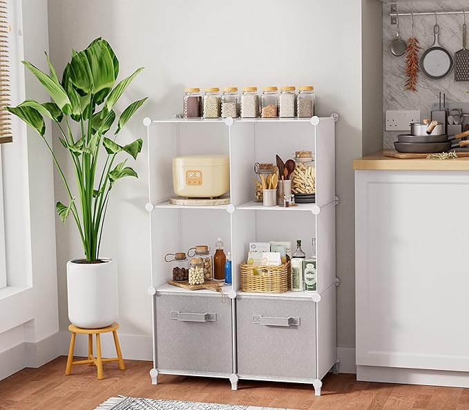 Stackable Closet Organizers and Storage 6 Cube Storage Organizer Closet Organizer for Bathroom Closet Storage for Wardrobe