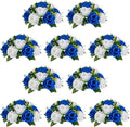NUPTIO Flower Ball Arrangement Bouquet - 10 Pcs 9.5 inch Diameter Royal Blue Fake Flowers Roses Balls for Centerpieces Tables - Artificial Rose Arrangements for Wedding Centerpiece Table Decorations