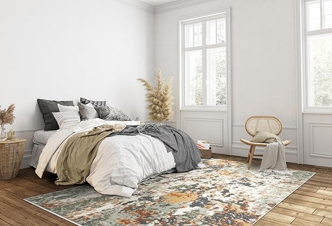 Keen Home Design Area Rugs - 6x9 Non-Shedding, Abstract Rugs for Kitchen, Living Room, Bedroom, Dining Room, Entryway - Size: 5'11" x 9'2", Multi
