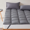 SLEEP ZONE Cooling Mattress Topper Twin XL College Dorm Bedding Quilted Fitted Mattress Pad Cover, Soft Fluffy Down Alternative Pillow Top Bed Topper Deep Pocket 8-21 Inch (Grey, Twin XL)