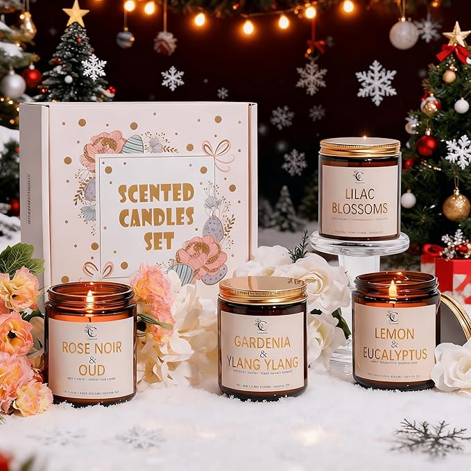Scented Candles for Women,Gardenia & Ylang Ylang Scented Candles,7oz Hand-Poured for Serene Bedrooms & Spa Baths,Long-Lasting Floral Escape, Perfect for Meditation & Romantic Evenings