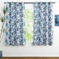Linentalks Blue Leaf Curtains for Bedroom, Blue Gray Patterned Blackout Curtains 63 Inch Length 2 Panels Set, Light Blocking Room Darkening Curtains Grommet Thermal Insulating Navy Black Out Drapes