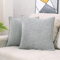 HPUK Linen Throw Pillow Covers Pack of 2, 18x18 Inch Accent Cushion Covers for Living Room, Bedroom, Decorative Solid Color Pillow Covers for Couch, Sofa, Chair, Grey