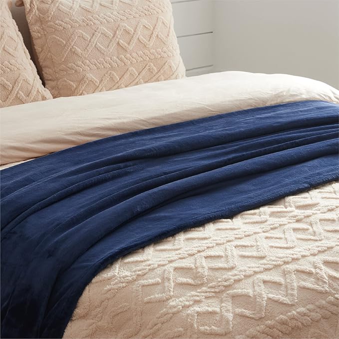 Bedsure GentleSoft Navy Blue Throw Blanket for Couch - 300GSM Soft Cozy Fleece Blankets for Home Decor Gifts, 50x60 Inches