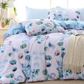 MUXHOMO Full Comforter Set, Blue Elegant Floral Print Bed in a Bag 7 Pieces, Ultra Soft & Breathable Reversible Botanical Pattern Bedding Set with Comforter, Sheets, Pillowcases, and Shams