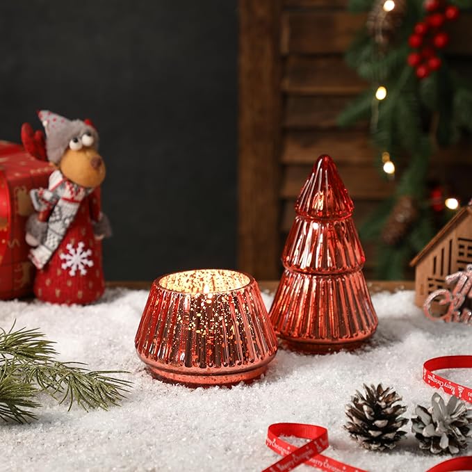 Christmas Tree Scented Candle, Tower Shaped Mercury Xmas Tree Candle, Winter Holiday Christmas Table Decorations, Orange Tree Candle, 8oz