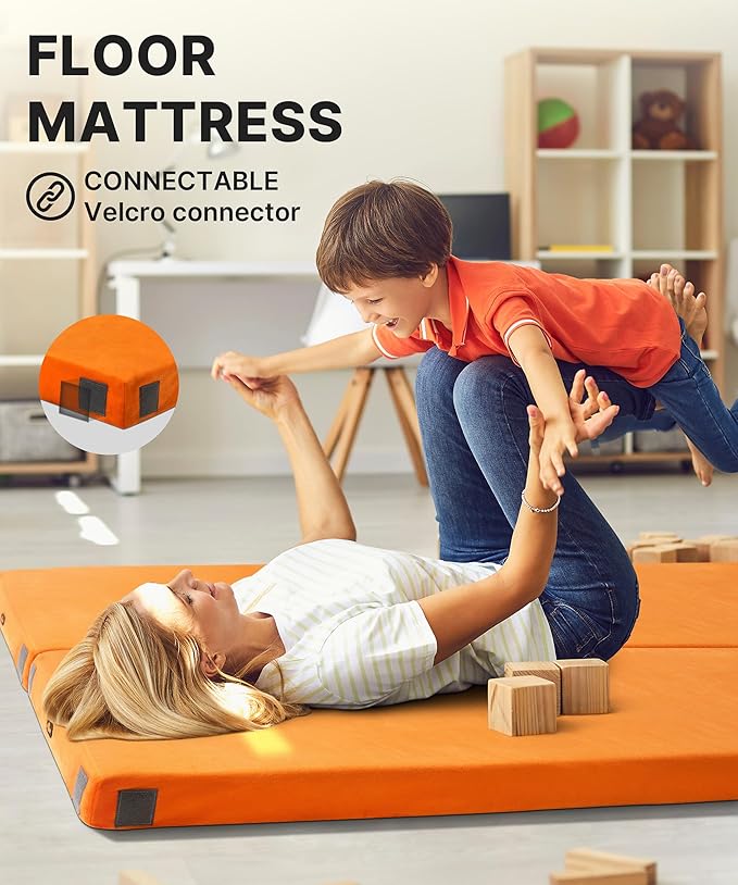 3 Inch GAIALOOP Thick Memory Foam Camping Mattress Sleeping Pad [Car/Tent/Cot] Glamping Portable Floor Mat Roll Up Futon Mattress for Guests Sleepover