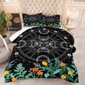 Tailor Shop Celestial Bedding Queen Size,Sun and Moon Bedding for Boys Girls Kids Teens,Galaxy Comforter,Gothic Comforter Witchy Comforter Boho Exotic Black Bed with 2 Pillowcases, Yh-sun and Moon 19