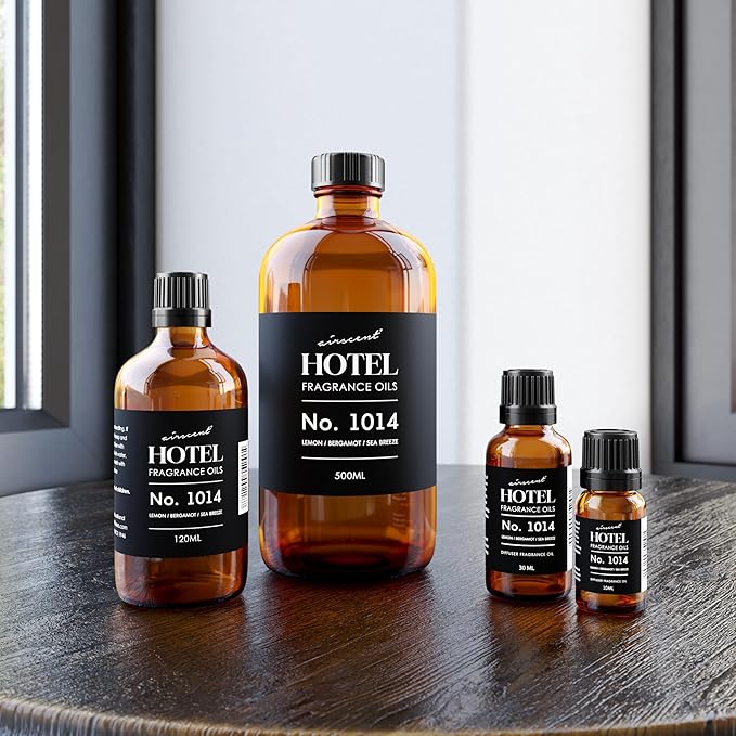 AirScent Hotel Diffuser Oil No. 1014 Inspired by The Iconic 5-Star Hotel Coastal Blend - Lemon, Bergamot & Sea Breeze - 120 mL Fragrance Oil for Ultrasonic and Waterless Diffusers and Crafting