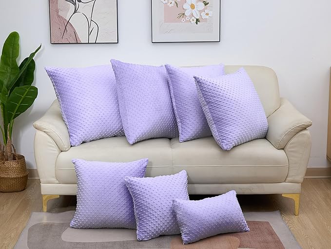 2 Packs Throw Pillow Covers, Neutral Decorative Couch Pillow Cover for Living Room Bed Sofa Rustic Farmhouse Boho Home Decor, Soft Plush Cushion Case Slipcover (Orchid, 24"x 24")
