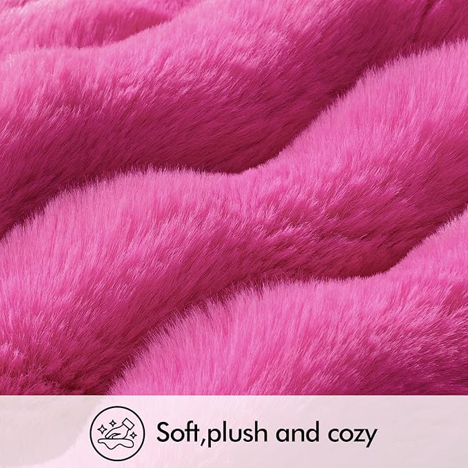 MIULEE Pack of 2 Decorative Pillow Covers Thick Soft Plush Faux Fur Lumbar Throw Pillows Luxury Home Decor for Couch Bedroom Living Room Sofa,12x20 Inch Hot Pink