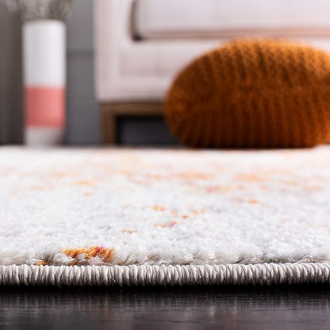 SAFAVIEH Madison Collection Runner Rug - 2'3" x 8', Orange & Ivory, Snowflake Medallion Distressed Design, Non-Shedding & Easy Care, Ideal for High Traffic Areas in Living Room, Bedroom (MAD603P)