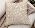 Rohan Leaves Embroiderd Decorative Square Accent Throw Pillow Cover - Sofa, Chair, Couch, Bedroom, Living Room, Farmhouse Home Decor - 20x20 Inches, Natural