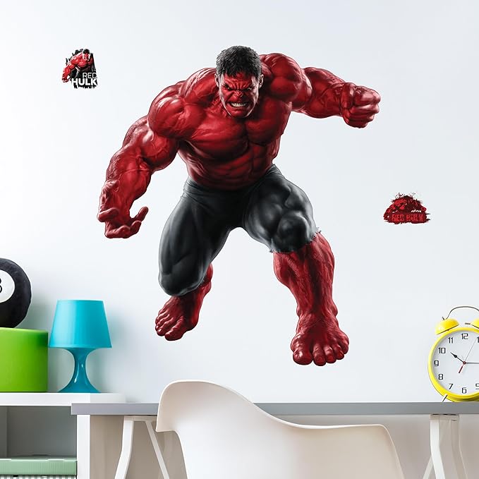 Marvel Captain America: Brave New World Red Hulk Wall Decal - 23" Avengers Hulk Vinyl Stickers for Bedroom Bathroom Decor - Peel and Stick Room Decorations