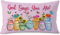 God Says You are Christian Floral Butterfly Pilow Covers 12x20, Christian Faith Based Gifts for Women, Inspirational Bible Verse Pillow Covers for Girls Room Dorm Apartment(Purple)