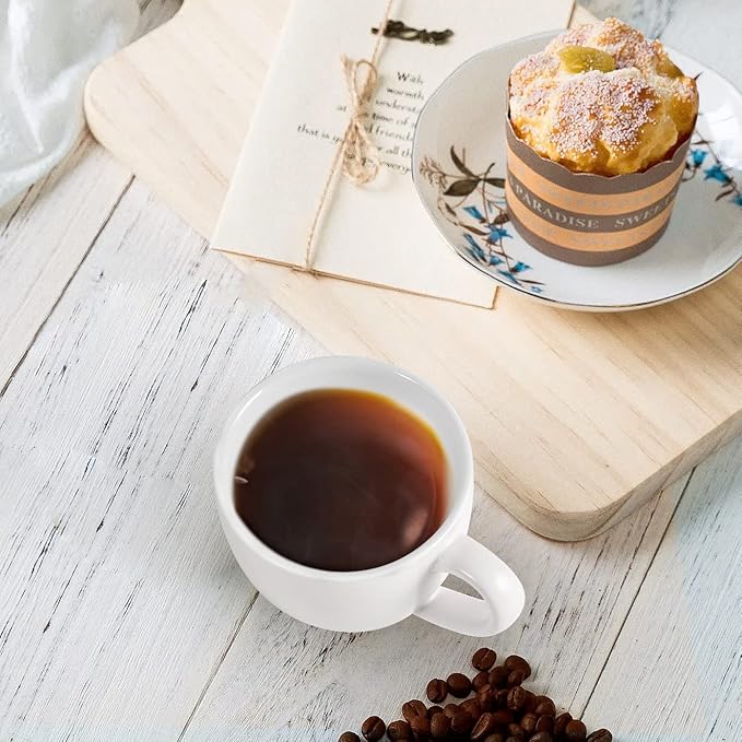 homEdge Mini Procelain Espresso Cup, 3 Ounces / 90 ml Tiny Coffee Mugs Demitasse for Espresso, Tea- White