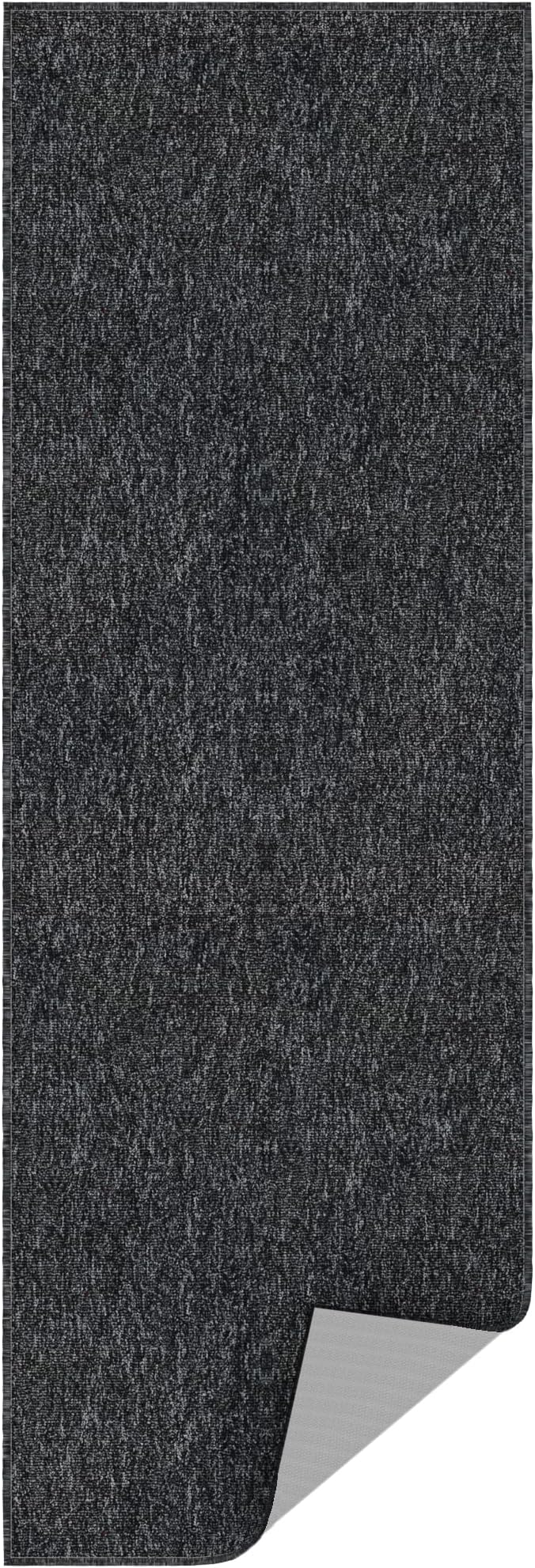 Ottomanson 2' x 6' Ultra-Thin Hallway Runner Rug - Durable Non-Slip Carpet for High-Traffic Areas - Fits Under Doors for Seamless Entry - Ideal for Kitchen, Entryway, Bedroom & Living Room, Black
