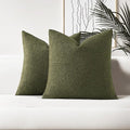 HAUSSY Set of 2 26x26 Decorative Throw Pillow Covers, Soft Cozy Euro Pillow Shams Textured Boucle, Home Decor for Couch Bed Living Room, Moss Green