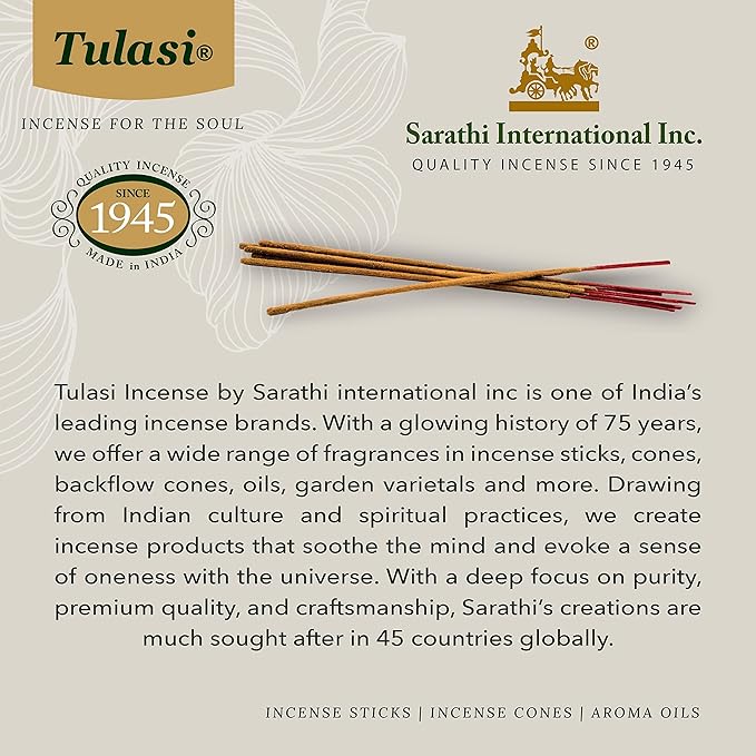 Tulasi Palo Santo Smudge Incense Sticks Pack – 48 Natural Smudge Sticks (6 Boxes x 8) | Long Burning (55 Min) | Aromatherapy, Spiritual Cleansing, Meditation, Air Purifying Incense | Thanks Giving
